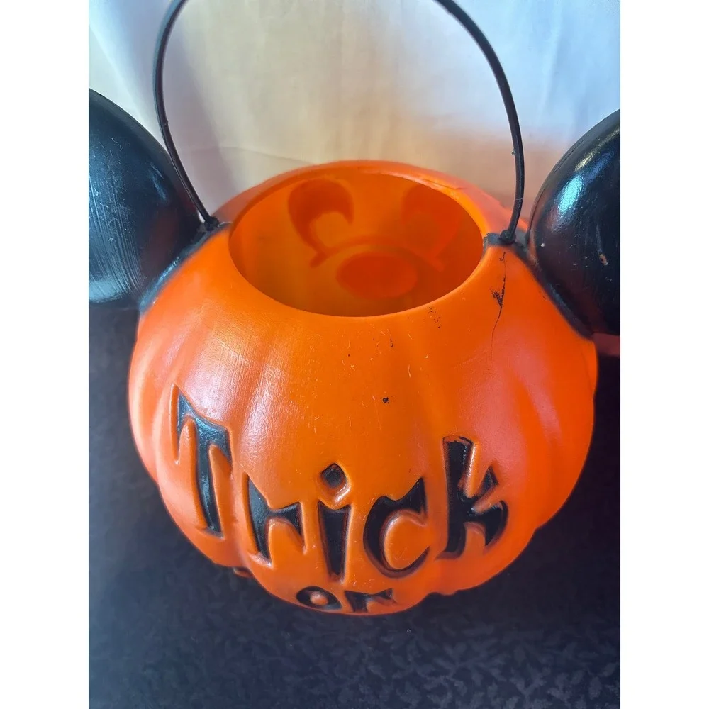 Disney Mickey Mouse Pumpkin Trick or‎ Treat Set of 2 Orange Halloween Pails